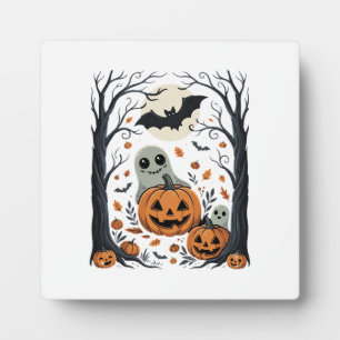 Süße Halloween-Geister und Jack O Lantern Wald Fotoplatte