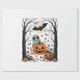 Süße Halloween-Geister und Jack-O-Lantern-Wald Geschenkpapier