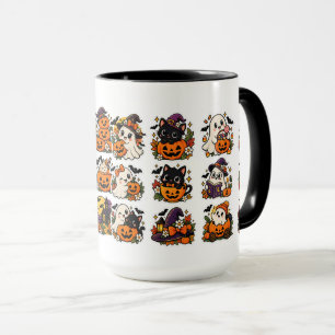 Süße Halloween-Geister und Kürbisse Kawaii Tasse