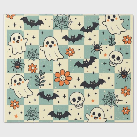 Süße Halloween-Geister-Wrap-Papier Geschenkpapier (Flach)