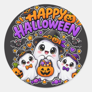 Süße Halloween-Geisterfamilie Runder Aufkleber