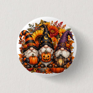 Süße Halloween-Gnom-Trio-Kürbisse Button