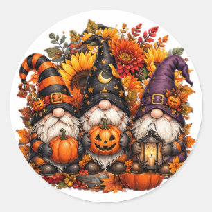 Süße Halloween-Gnom-Trio-Kürbisse Runder Aufkleber