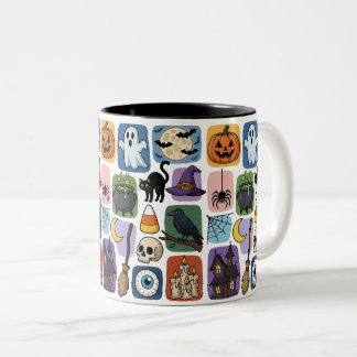 Süße Halloween-Grusel-Icons Zweifarbige Tasse