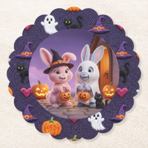 Süße Halloween-Hasen-Trick-or-Treat-Papierplatte Untersetzer
