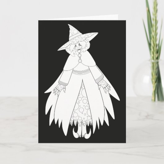 Süße Halloween-Hexe Karte (Vorderseite)
