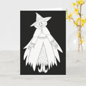 Süße Halloween-Hexe Karte (Gelbe Blume)