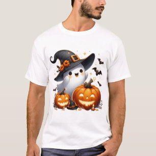 Süße Halloween-Hexen-Geister & leuchtender Kürbis T-Shirt