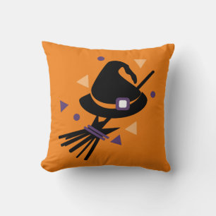 Süße Halloween-Hexenbesen-Konfetti Kissen