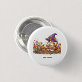 Süße Halloween-Hexenkatze Kräuterkunde Individuell Button (Vorne & Hinten)