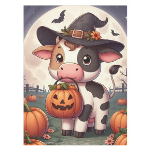 Süße Halloween-Hexenkuh Tischdecke