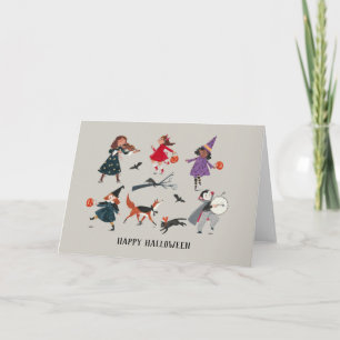 Süße Halloween-Illustration für Kinder, Grußkarte  Karte