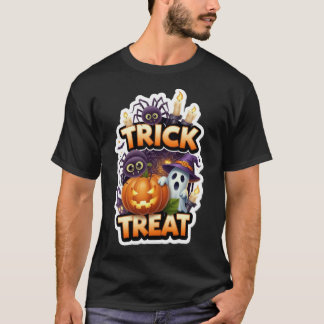 Süße Halloween-Illustration mit Geist-Kürbis-Spi T-Shirt
