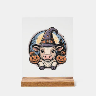 Süße Halloween-Kalb-Henkerhut Vintage-Stich De Acrylschild