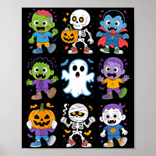 Süße Halloween-Kinder-Cartoon-Geister-Zombie-Vampi Poster