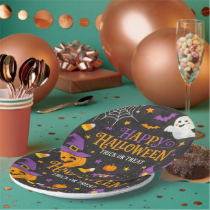 Süße Halloween-Kinderparty mit Schultafel-Motiv  Pappteller