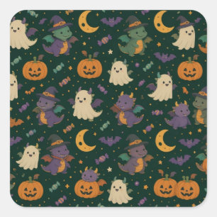 Süße Halloween-Kostüm-Drachen Quadrat-Aufkleber Quadratischer Aufkleber