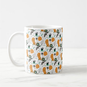 Süße Halloween-Kritzeleien Kürbis Geist Fledermaus Kaffeetasse