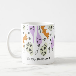 Süße Halloween-Kritzeleien Kürbis Schädel Flederma Kaffeetasse