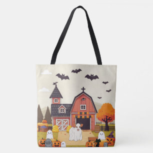 Süße Halloween-Kuh und Bauernhof Tasche