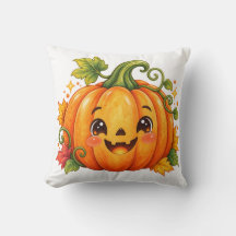 Süße Halloween-Kürbis-Wurfkissen | Whimsical Fa