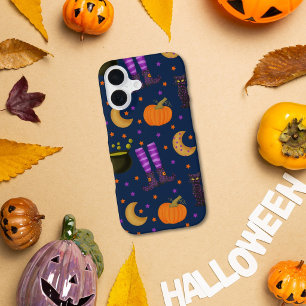 Süße Halloween-Kürbisse, Katzen und Monde iPhone 16 Hülle