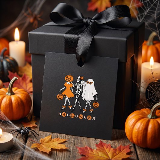 Süße Halloween-Mädchen Skelett-Geist-Kürbis Geschenkanhänger