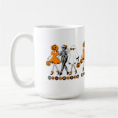 Süße Halloween-Mädchen Skelett Geist Kürbis Kaffeetasse (Links)