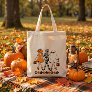 Süße Halloween-Mädchen Skelett Geist Kürbis Tragetasche