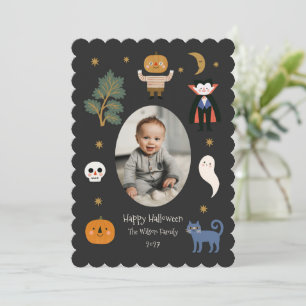 Süße Halloween-Monster-Foto Feiertagskarte