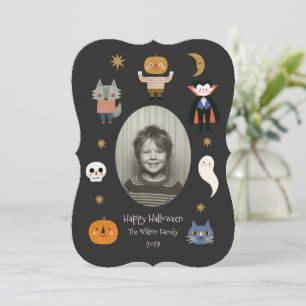 Süße Halloween-Monster Personalisiertes Foto Feiertagskarte