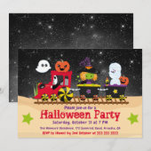 Süße Halloween-Monster-Zug Einladung (Vorne/Hinten)