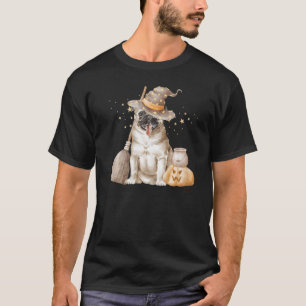 Süße Halloween-Mops-Hexe-Besen-Hund-Mama-Herbst-Fr T-Shirt