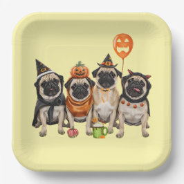 Süße Halloween-Mops-Papierplatte – Lustiger grusel Pappteller