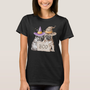 Süße Halloween-Möpse-Hund-Geist Boo Herbst Damen T-Shirt