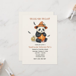 Süße Halloween-Panda-Kürbis-Einladung Einladung