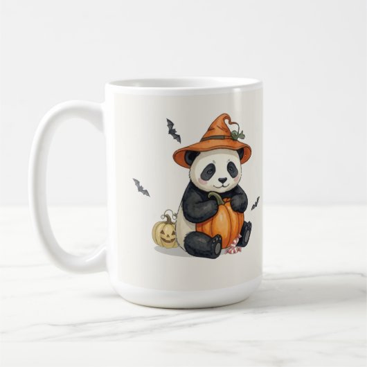 Süße Halloween-Panda-Kürbis-Kaffeetasse Kaffeetasse (Links)
