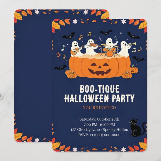 Süße Halloween-Party Einladung (Vorne/Hinten)