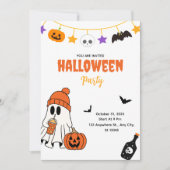 Süße Halloween-Party-Einladung mit Geist Einladung (Vorderseite)