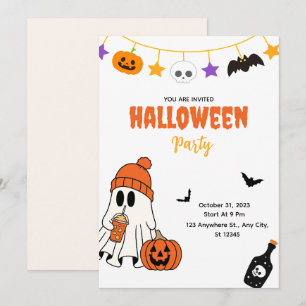 Süße Halloween-Party-Einladung mit Geist Einladung