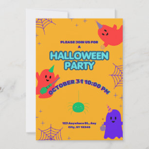 Süße Halloween-Party-Einladungsvorlage Druckbar Einladung