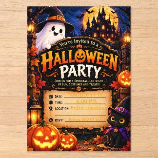 Süße Halloween-Party-Einladungsvorlage | Gruselig  Acryleinladungen