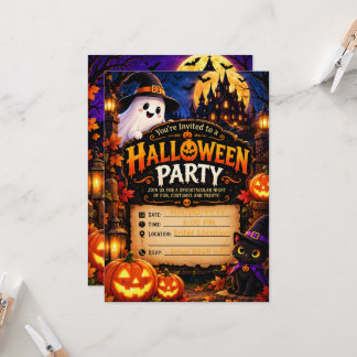 Süße Halloween-Party-Einladungsvorlage | Gruselig  Einladung