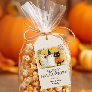 Süße Halloween-Party für Katzen Geschenkanhänger