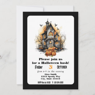 Süße Halloween-Party in einem Spukhaus Einladung
