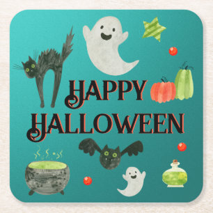 Süße Halloween-Platzdeckchen aus Papier mit Geiste Rechteckiger Pappuntersetzer