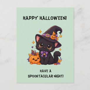 Süße Halloween-Schwarze Katze 🎃🖤 Feiertagspostkarte