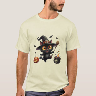 Süße Halloween-Schwarze-Katze-Hexe ✨🐾🎃 T-Shirt