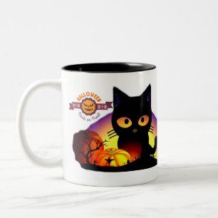 Süße Halloween-Schwarze-Katze-Zweifarben-Tasse Zweifarbige Tasse