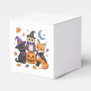 Süße Halloween-Tiere - Hexe schwarze Katze Eule Fu Geschenkschachtel